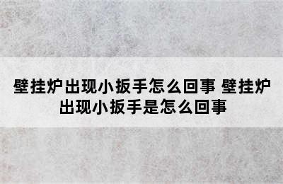 壁挂炉出现小扳手怎么回事 壁挂炉出现小扳手是怎么回事